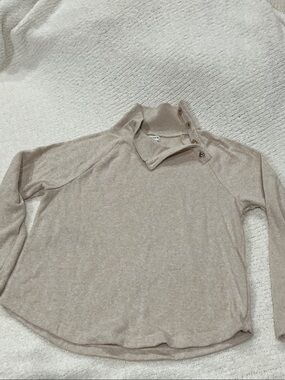 J. Crew Beige Button-Neck Pullover Sweatshirt